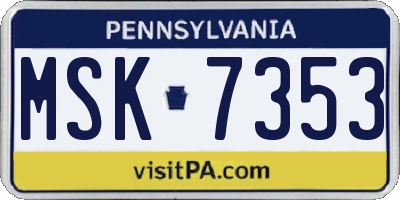 PA license plate MSK7353