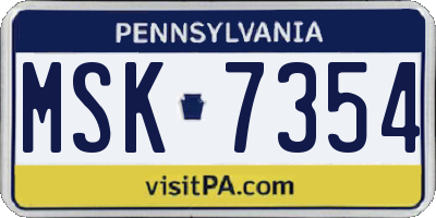 PA license plate MSK7354
