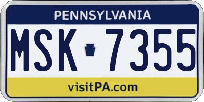 PA license plate MSK7355