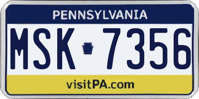 PA license plate MSK7356