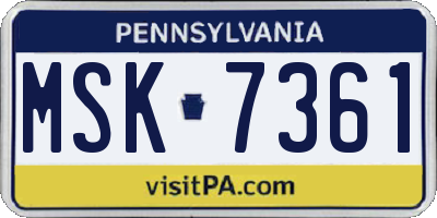 PA license plate MSK7361