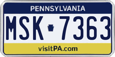 PA license plate MSK7363