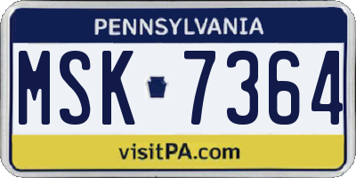 PA license plate MSK7364
