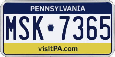 PA license plate MSK7365