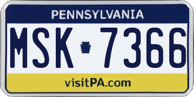 PA license plate MSK7366