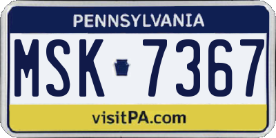 PA license plate MSK7367