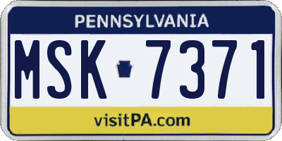 PA license plate MSK7371