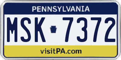 PA license plate MSK7372