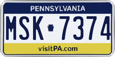 PA license plate MSK7374