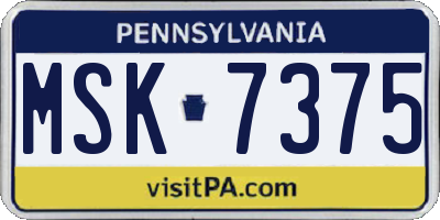 PA license plate MSK7375