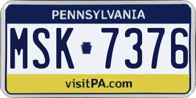 PA license plate MSK7376