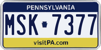 PA license plate MSK7377