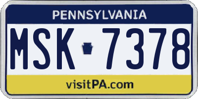 PA license plate MSK7378