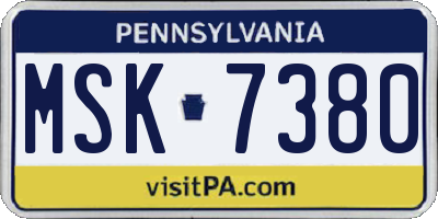 PA license plate MSK7380