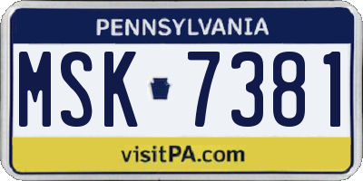 PA license plate MSK7381