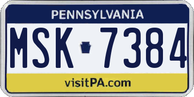 PA license plate MSK7384