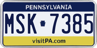 PA license plate MSK7385