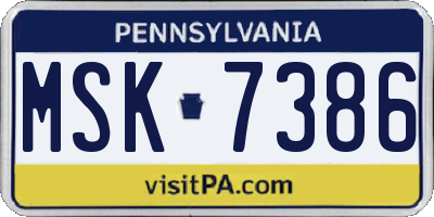 PA license plate MSK7386