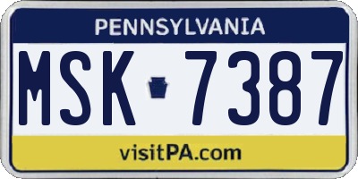 PA license plate MSK7387