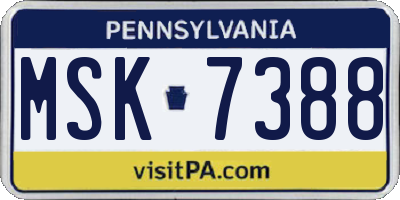 PA license plate MSK7388