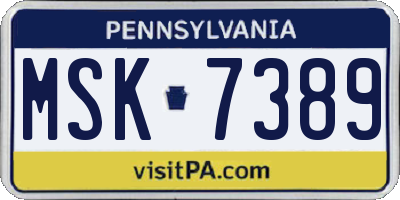 PA license plate MSK7389
