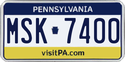 PA license plate MSK7400