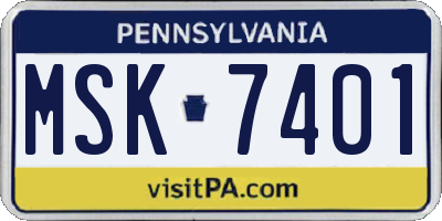PA license plate MSK7401