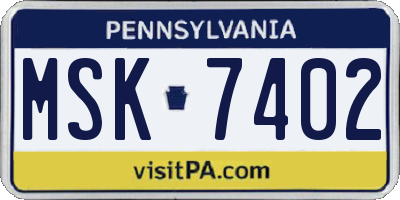 PA license plate MSK7402