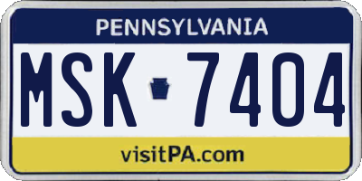 PA license plate MSK7404