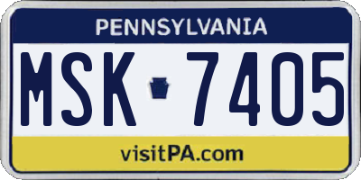 PA license plate MSK7405