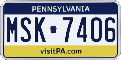 PA license plate MSK7406