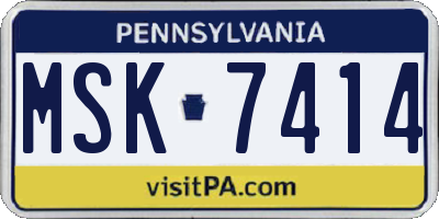 PA license plate MSK7414
