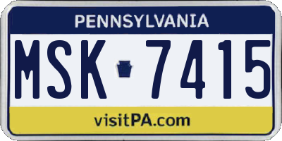 PA license plate MSK7415