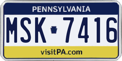 PA license plate MSK7416