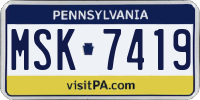 PA license plate MSK7419