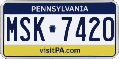 PA license plate MSK7420