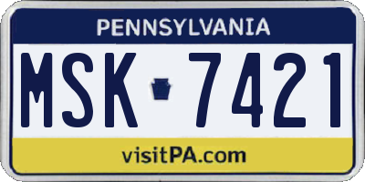 PA license plate MSK7421