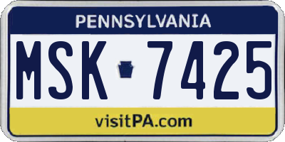 PA license plate MSK7425