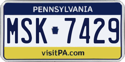 PA license plate MSK7429