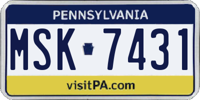 PA license plate MSK7431