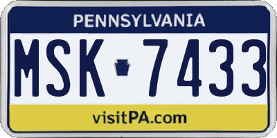 PA license plate MSK7433