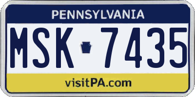 PA license plate MSK7435