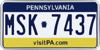 PA license plate MSK7437