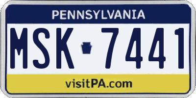PA license plate MSK7441