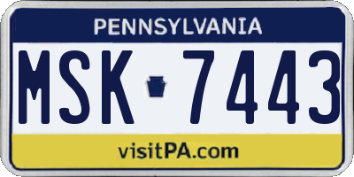 PA license plate MSK7443