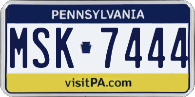 PA license plate MSK7444