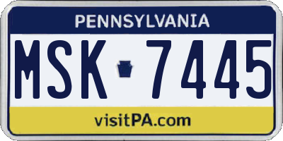 PA license plate MSK7445