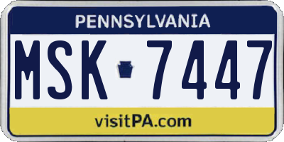 PA license plate MSK7447