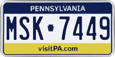 PA license plate MSK7449