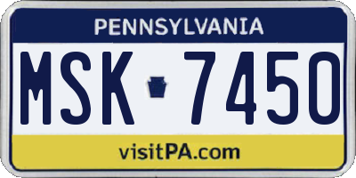 PA license plate MSK7450